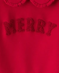 Toddler Girl Christmas Merry Long-Sleeve Pullover Sweatshirt - Red