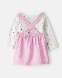 Baby Girl 3-Piece Heart Print Long-Sleeve Dress Set - Pink