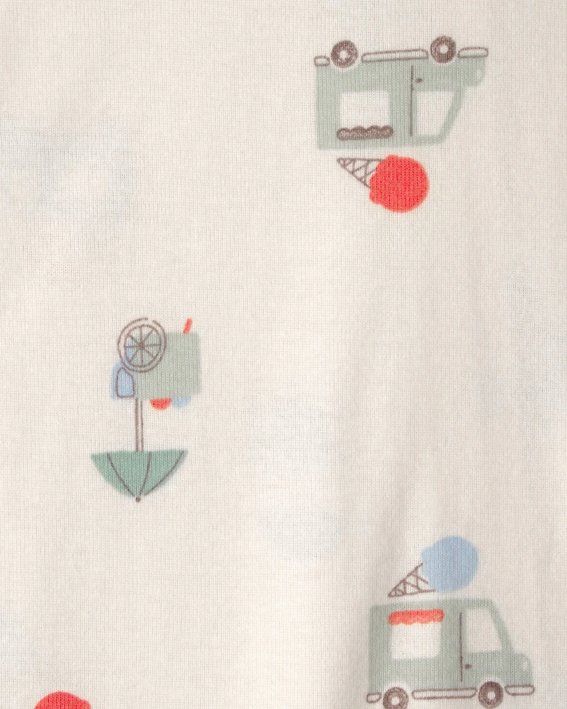 Toddler 2-Pack Ice Cream Truck 100% Cotton Snug Fit 1-Piece pyjama - Blue/Ivory