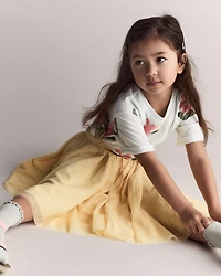 Toddler Girl Rolled Cuff Tee Floral Print - Light Green