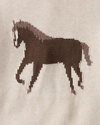 Toddler Organic Cotton Horse Sweater Knit Pullover