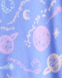 Girls Space Print Loose Fit Long-Sleeve Zip-Up 1-Piece Pyjamas - Blue