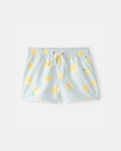 Toddler Boy Lemon Swim Trunks - Blue
