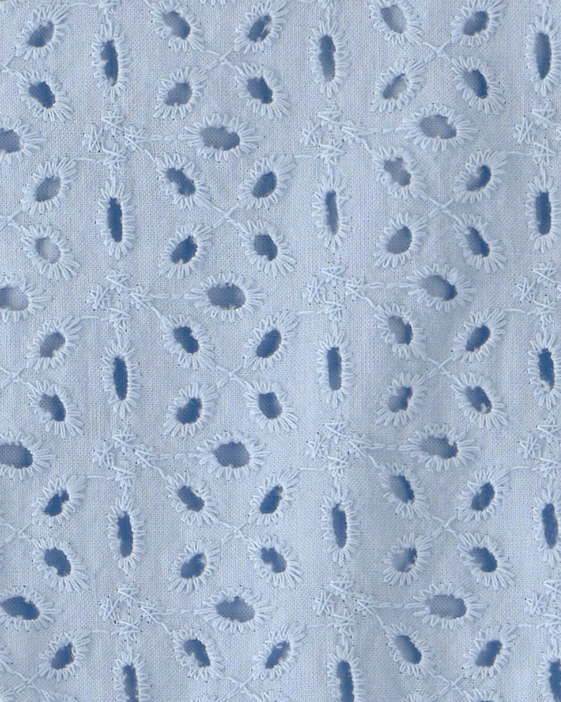 Baby Girl 3-Piece Organic Cotton Outfit Set Blue Eyelet