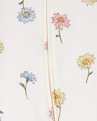 Baby Girl Floral Print 2-Way Zip PurelySoft Sleeper Pyjamas - Ivory