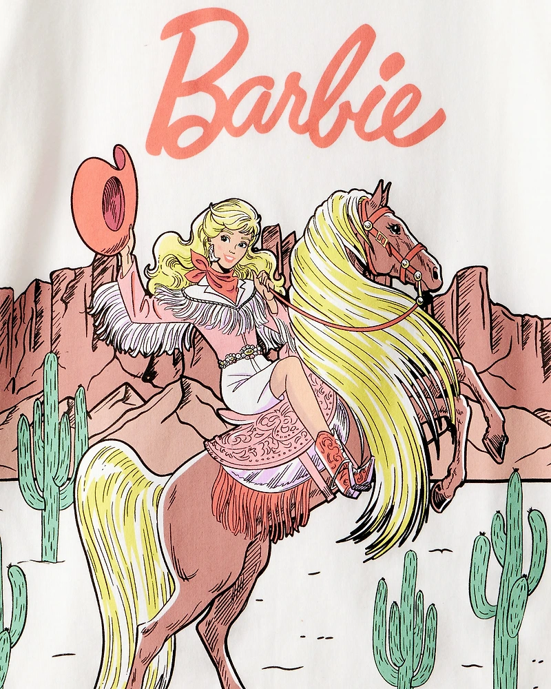 Girls Mattel Barbie Western Cowgirl Short-Sleeve Graphic Tee - White