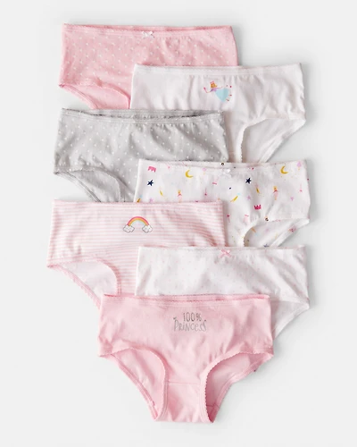 Girls 7-Pack Pink Princess Brief Underwar
