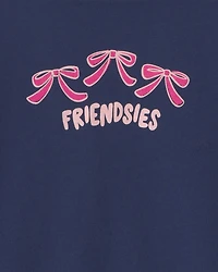 Girls 'Friendsies' Long-Sleeve Graphic Tee - Navy Blue