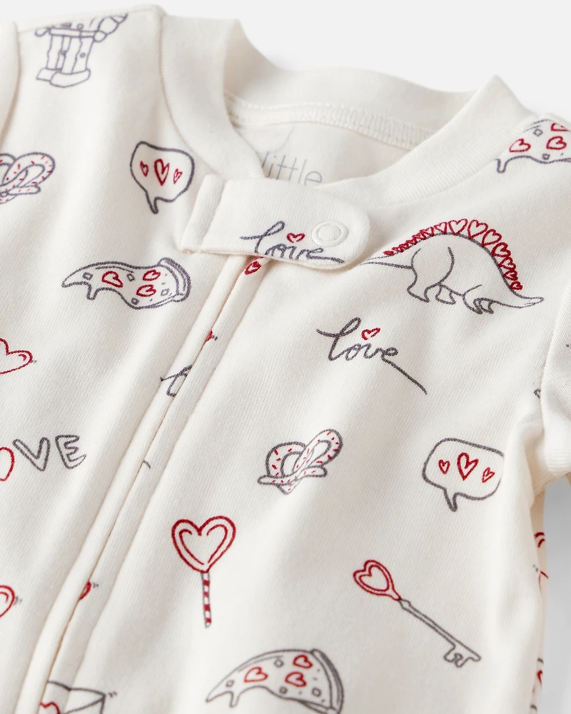 Baby Organic Cotton Sleep & Play Pajamas Little Loves Print