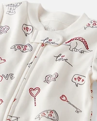 Baby Organic Cotton Sleep & Play Pajamas Little Loves Print