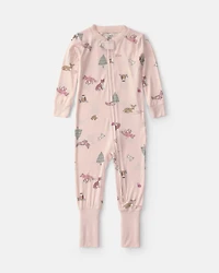 Baby Girl 1-Piece Woodland PurelySoft™ Snug Fit Pyjama - Pink