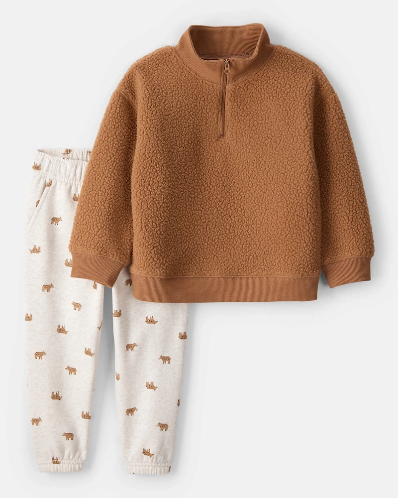 Toddler Boy 2-Piece Teddy Pullover and Joggers Set