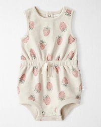 Baby Girl Organic Cotton Strawberry-Print Romper