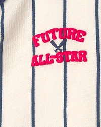 Baby Boy 3-Piece Baseball Striped Top & Short Set - Blue/Ivory