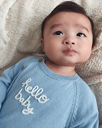 Baby Boy 2-Piece 'Hello Baby' Long-Sleeve Top & Pant Set - Blue