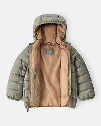 Toddler Wilderness Print Hooded Puffer - Green