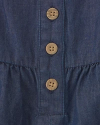 Baby Girl 2-Piece Chambray Romper Set - Pink/Blue