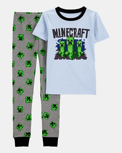 Boys Minecraft Snug Fit Cotton 2-Piece Pyjamas - Blue
