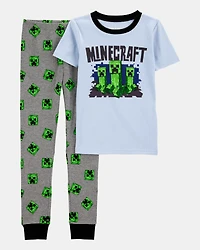 Boys Minecraft Snug Fit Cotton 2-Piece Pyjamas - Blue