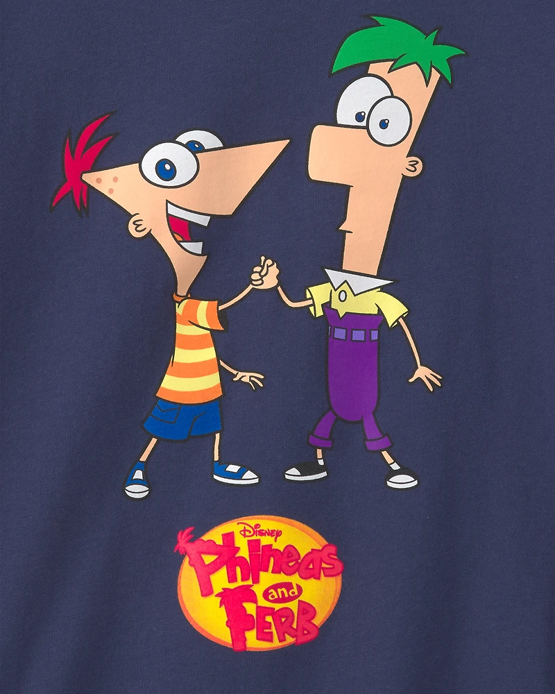 Kids Phineas and Ferb Graphic Tee – Navy Blue