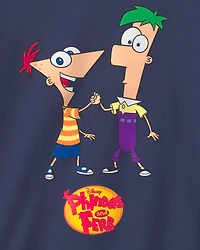 Kids Phineas and Ferb Graphic Tee – Navy Blue