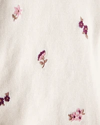 Baby Girl 2-Piece Floral Embroidered Short-Sleeve Top & Short Set - Cream