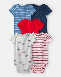 Baby 5-Pack Nautical Multipack Bodysuits - Red/White/Blue