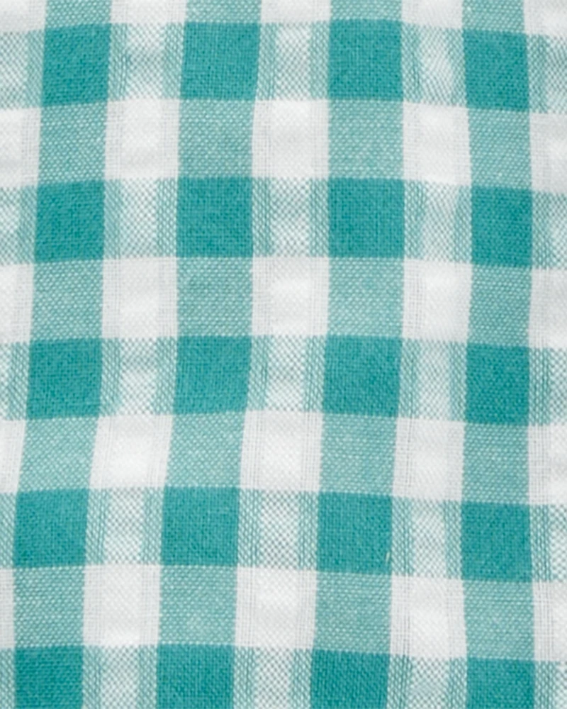 Baby Girl 3-Piece Gingham Outfit Set - Green/Grey