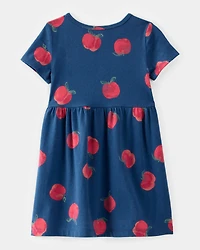 Toddler Girl Apple Print Dress