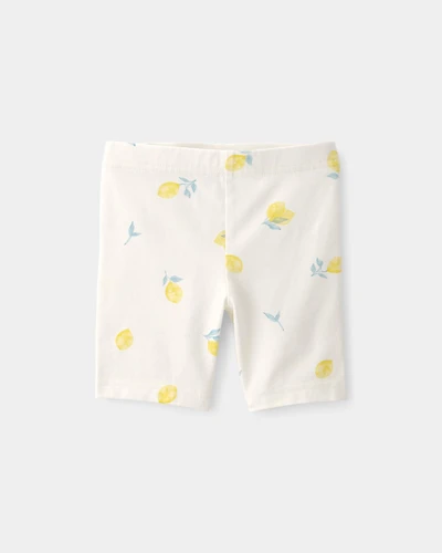 Toddler Girl Lemon Bike Shorts - Cream