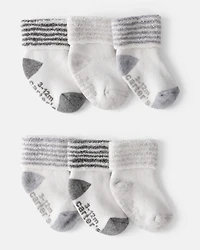 Baby 6-Pack Striped Ankle Socks - White/Grey