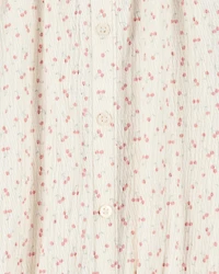 Kid Short-Sleeve Cherry-Print Fashion Top - Ivory