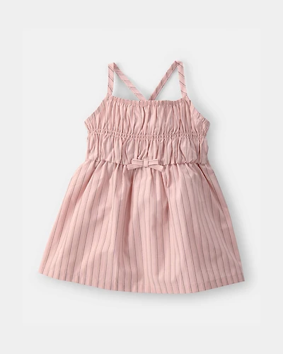 Baby Girl Striped Sleeveless Dress - Pink
