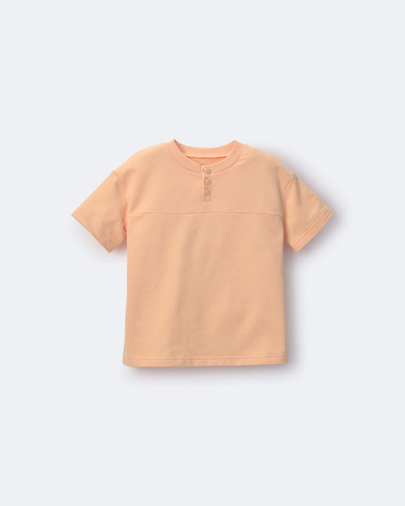 Toddler Boy Short-Sleeve Yoke Tee - Light Orange