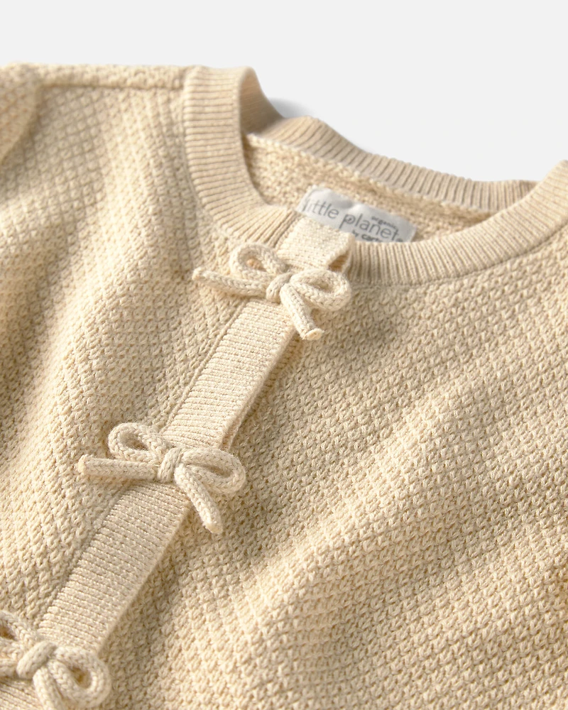 Toddler Girl Organic Cotton Sweater Knit Cardigan