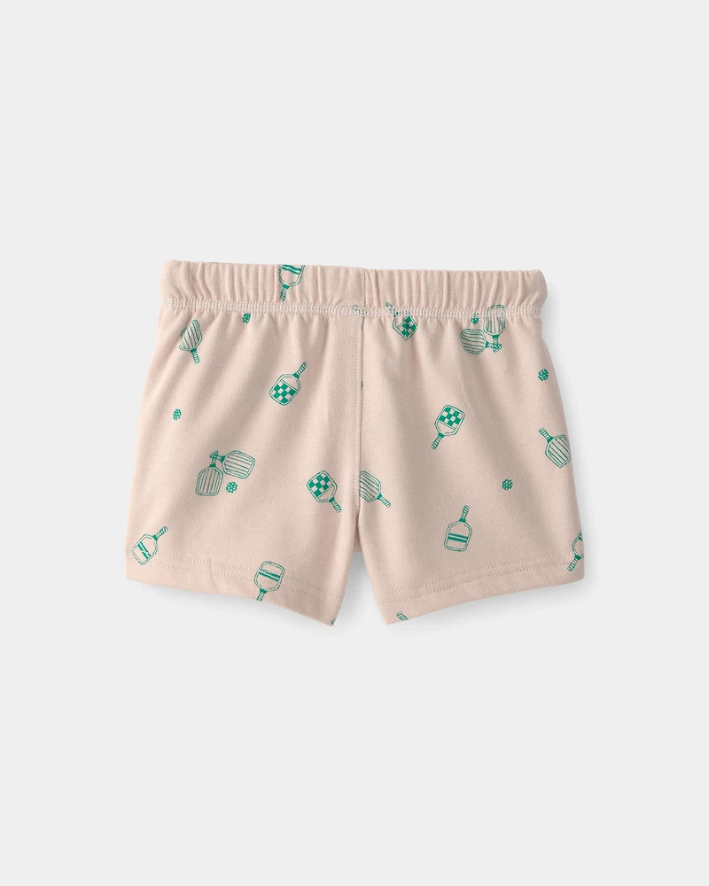 Baby Boy Pickleball French Terry Shorts - Brown