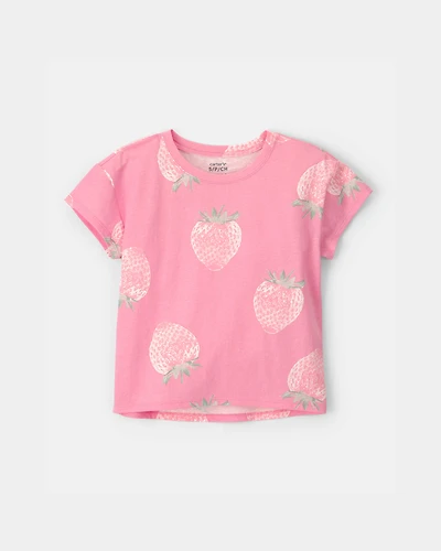 Girls Strawberry Top - Pink