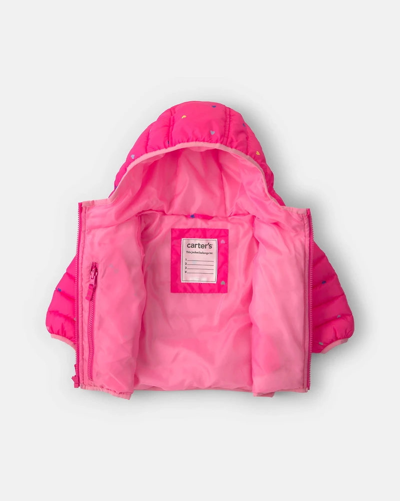 Baby Midweight Packable Puffer- Pink