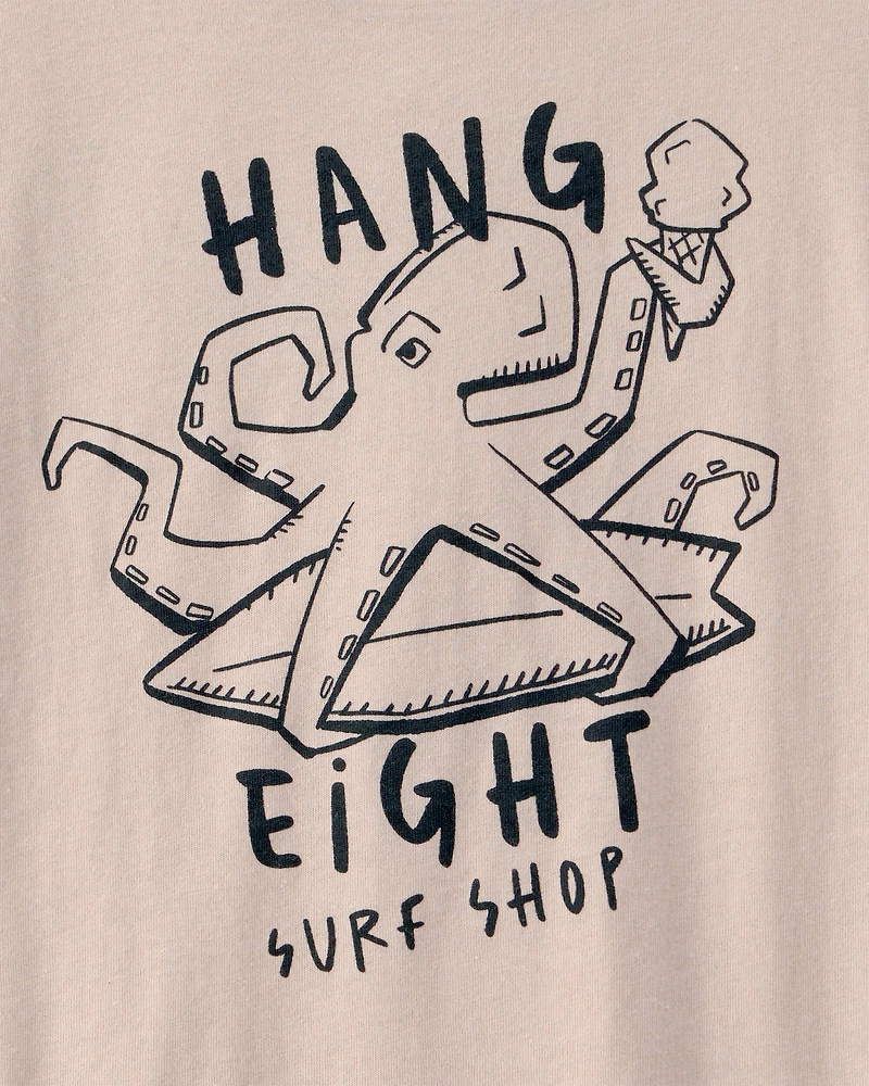 Kid Octopus Surf Graphic Tee - Tan