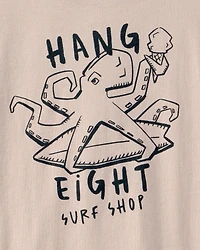 Kid Octopus Surf Graphic Tee - Tan