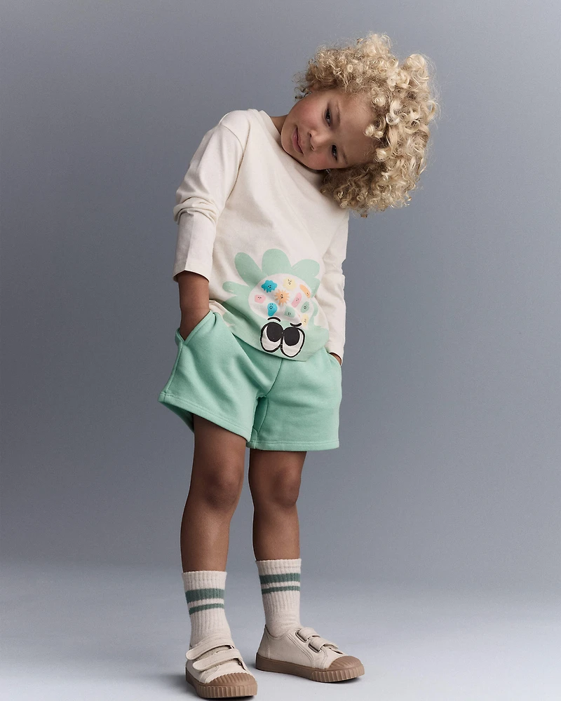 Toddler Mind Character Long-Sleeve Relaxed Graphic Tee - Cream