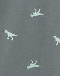 Boys Dinosaur 100% Cotton Snug Fit 4-Piece Pyjama Set - Green/Grey