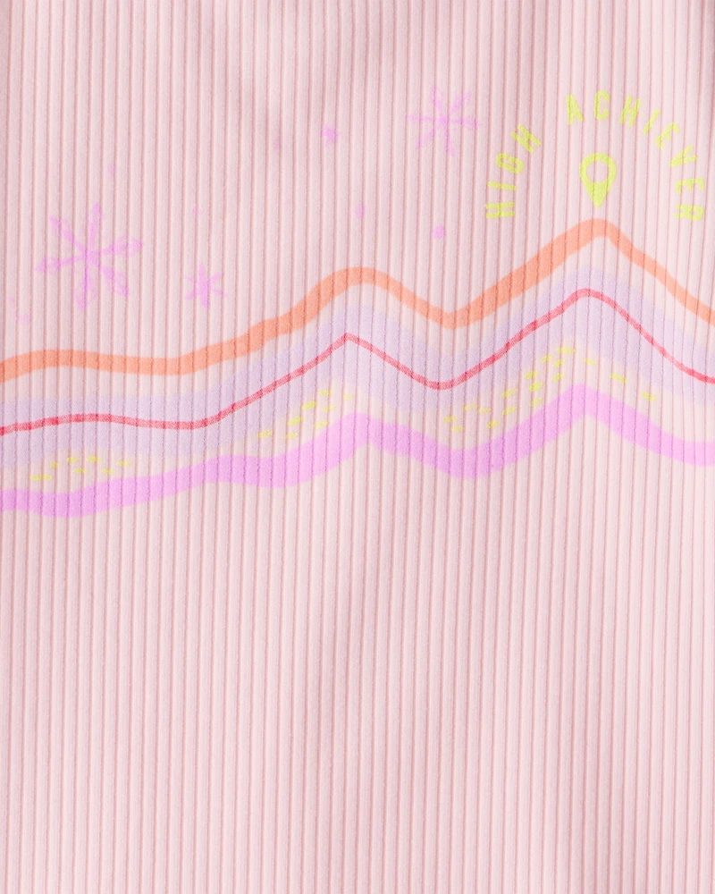 Girls Active Rib Long-Sleeve Top - Pink