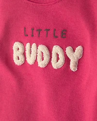 Baby Boy 2-Piece 'Little Buddy' Bodysuit & Pant Set - Red/Grey