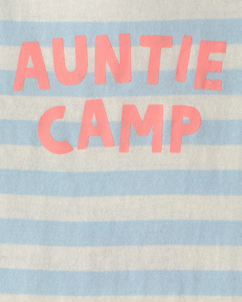 Baby 'Auntie Camp' Sleeveless Graphic Bodysuit - Blue/Ivory