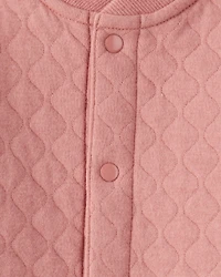 Baby Girl Quilted Long-Sleeve Jumpsuit - Pink
