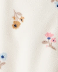 Baby Girl Floral Print Loose Fit Long-Sleeve 2-Way Zip Sleeper - White