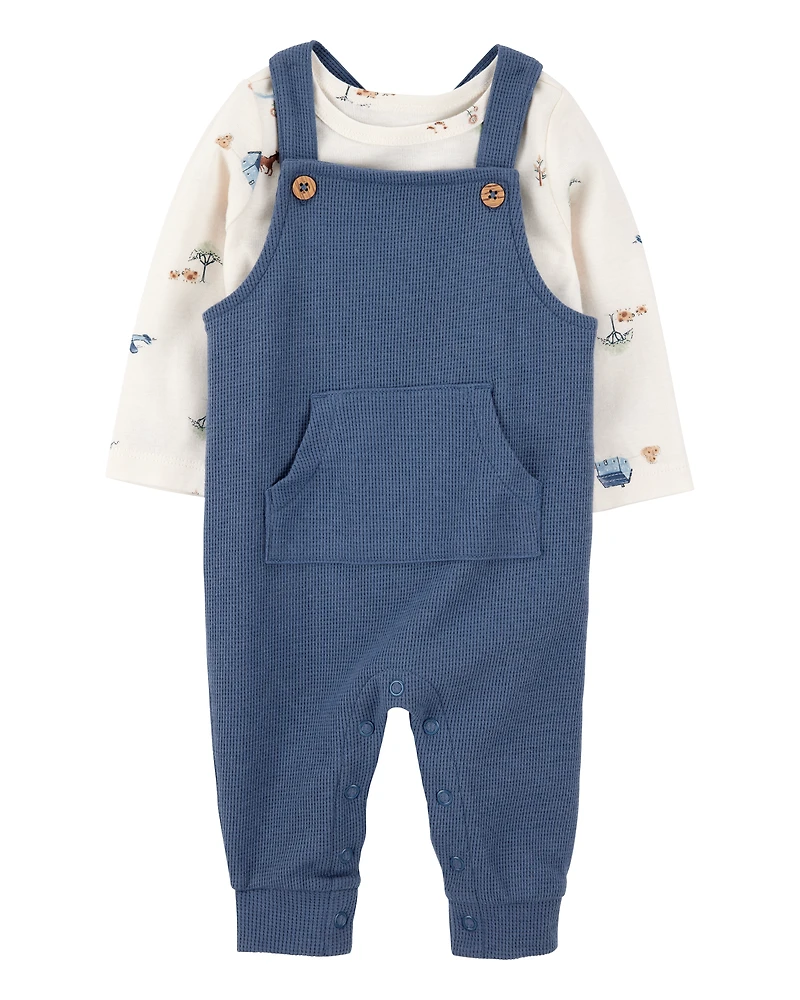 Baby 2-Piece Long-Sleeve Tee & Thermal Coverall Set