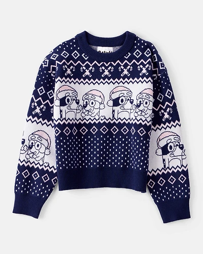 Girls Christmas Bluey™ Long-Sleeve Sweater - Blue