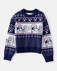 Girls Christmas Bluey™ Long-Sleeve Sweater - Blue